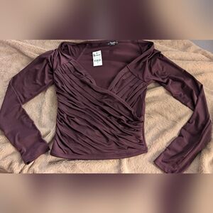 🌙 Express Burgundy Wrap Blouse